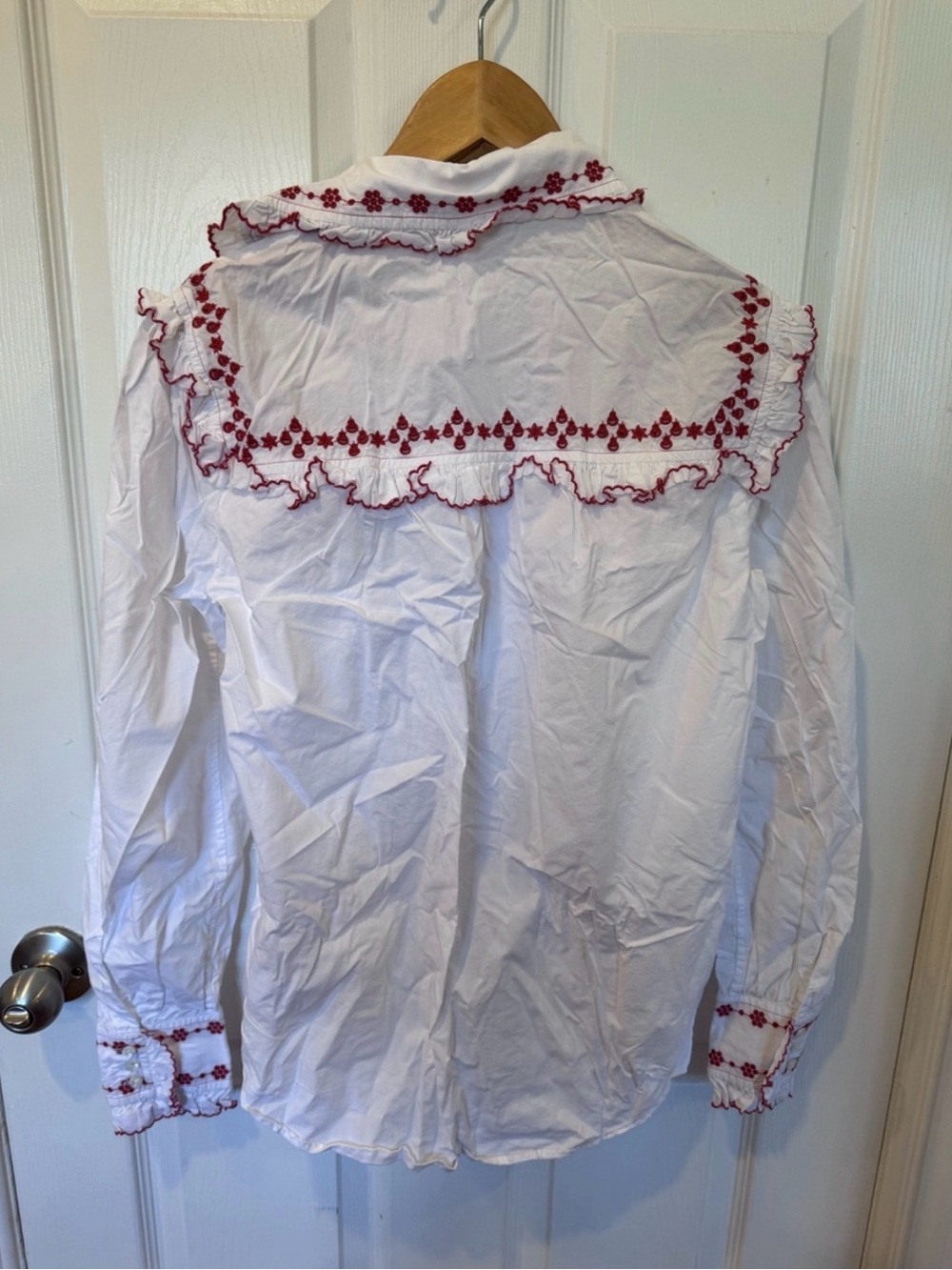 Polo Ralph Lauren Western Floral Embroidered Button-Down Shirt Red White Cotton - Picture 14 of 16